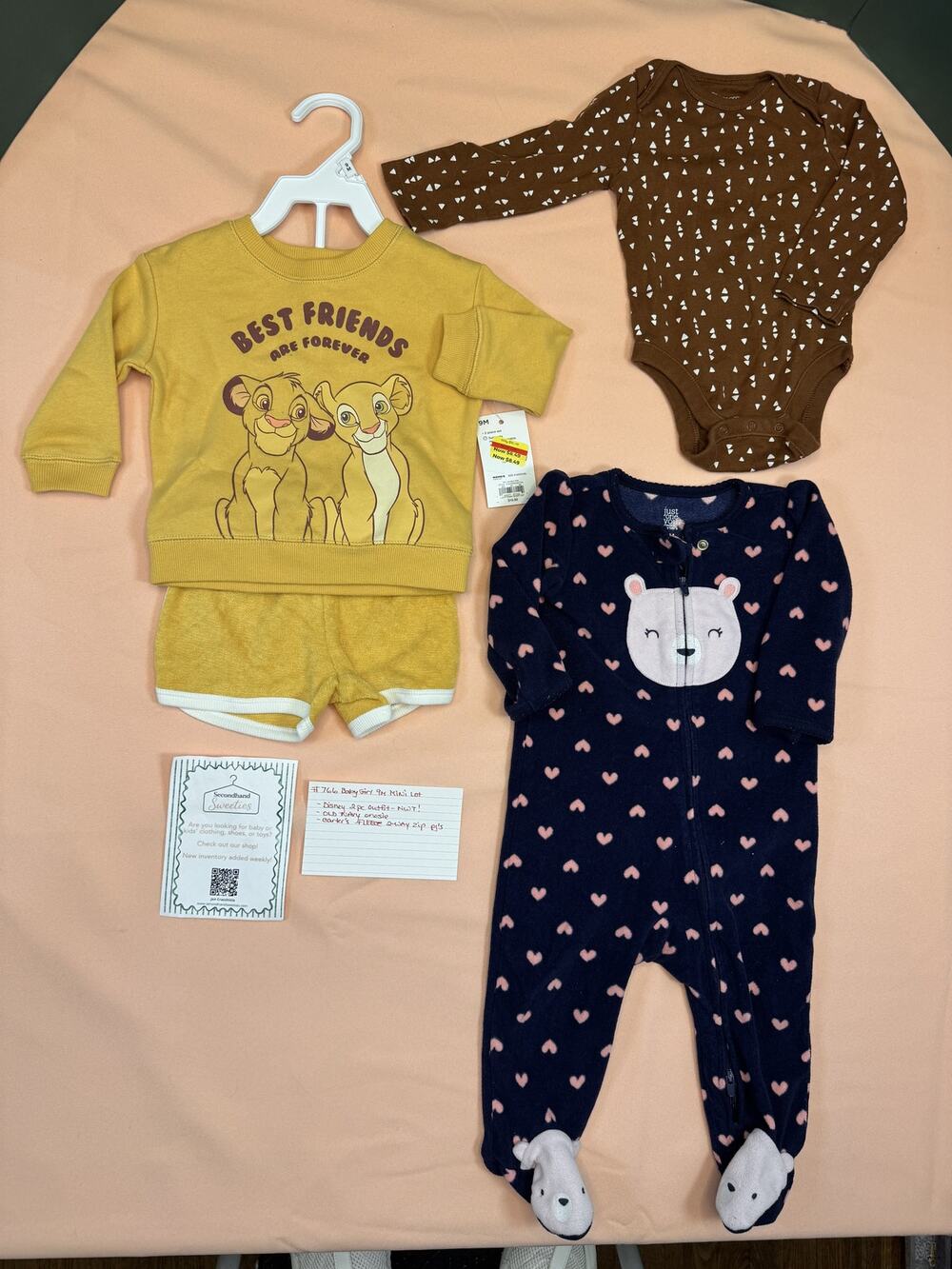 Baby Girl 9M Mini Clothing & Sleepwear Lot - Disney, Old Navy & Carter's #766